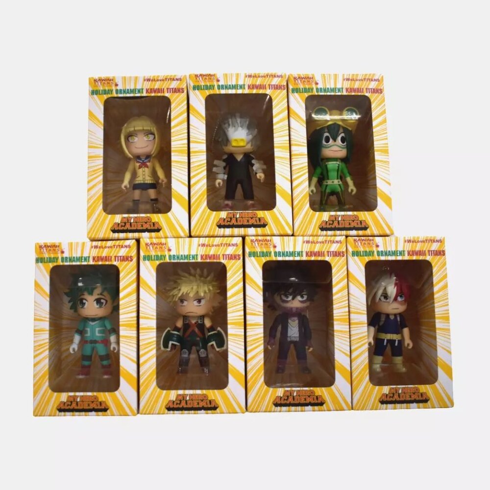 Set of 7 Kawaii Titans My Hero Academia 3" Vinyl Figures Holiday Ornaments New